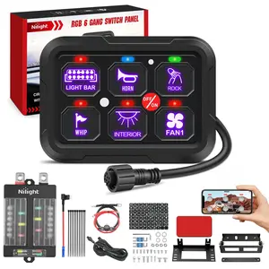 Nilight 6 Gang Switch Panel 12V 24V Universal Circuit Control Relay System with RGB Backlight APP Fuse Wiring Harness Automatic Dimmable ON Off LED Switches Pod for Car Pickup Truck Camper SUV