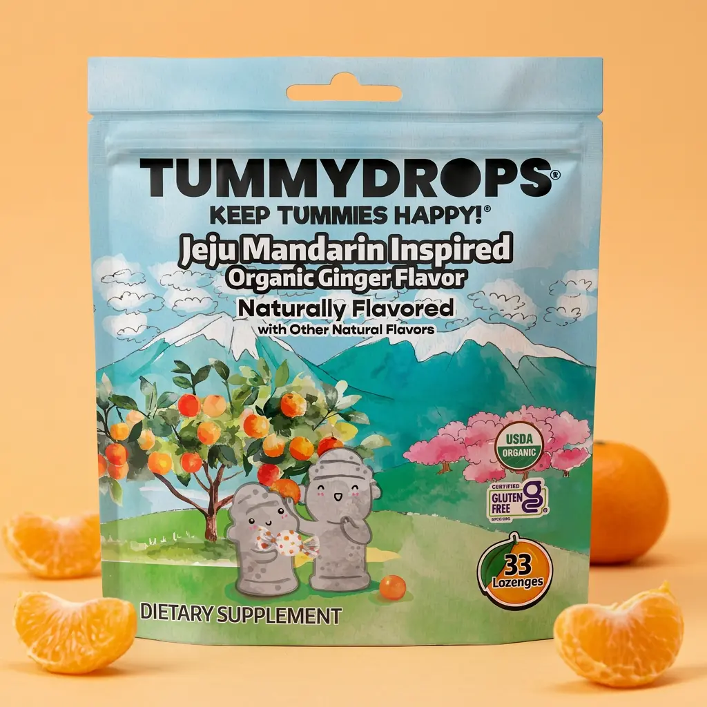 Organic Jeju Mandarin Orange Ginger Tummydrops 33ct
