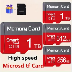 Micro SD Card with Adapter, Outdoor Surveillance Camera Recording, Compatible with Car GPS Maps, PC Storage, Supports Camera Photo Storage