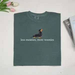 MAPTEES Less Meanies More Weenies Comfort Colors Shirt, Funny Dachshund Graphic Tee, Doxie Mom T-shirt, Weenie Dog Outfits
