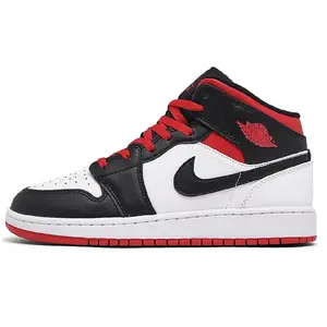 Youth Jordan 1 Mid "Gym Red Black Toe" White/Gym Red-Black (DQ8423 106) (GS)