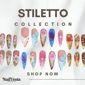 NailVesta STILETTO COLLECTION – 100% Handcrafted 3D Press-On Nails | Reusable, Long-Lasting, Salon-Quality