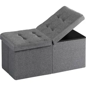 30-INCH Storage Ottoman Bench Footrest with Storage End of Bed Bench Coffee Table for Living Room Bedroom Entryway Dark Gray