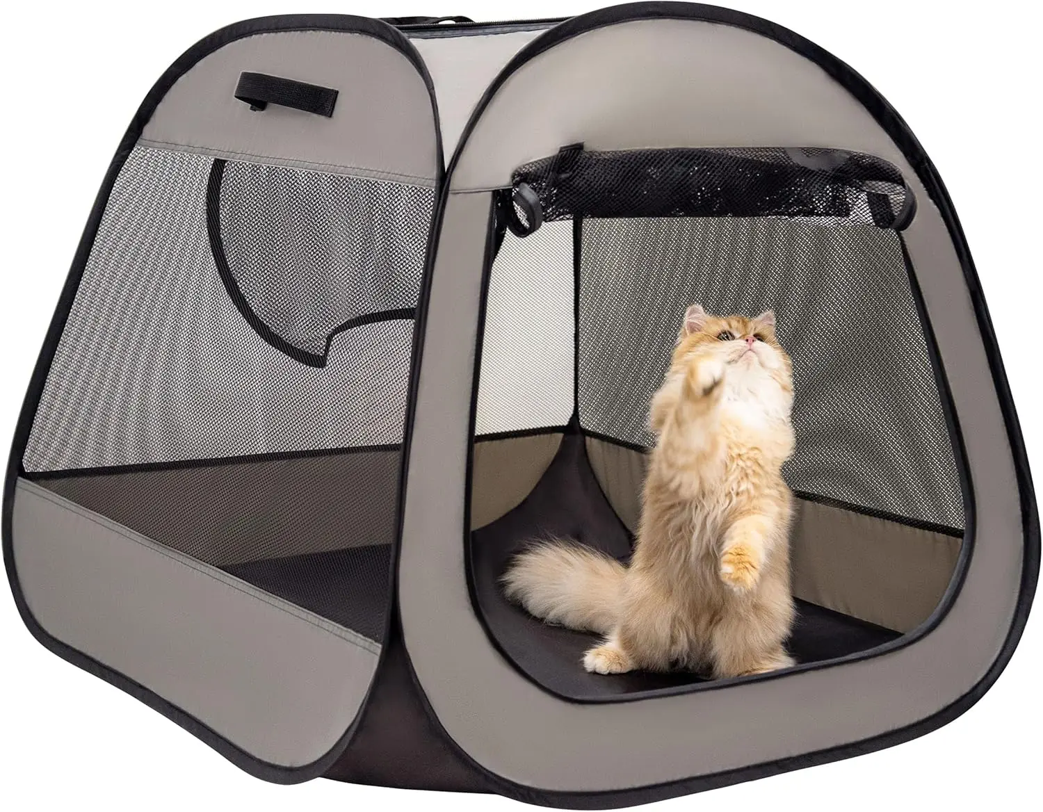 US-Based Portable Cat Playpen - Trapezoidal Stable Design, Foldable Portable Tent for Indoor/Outdoor Use, Easy-Setup Pet Enclosure for Kittens Puppies, Pet House Kennel Crate