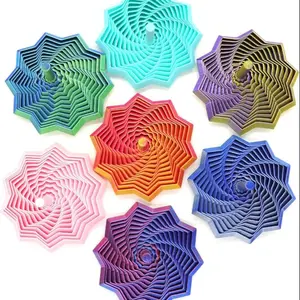 3D Printed Sensory Star Shape, Handheld Fractal Hexagon Decompression Toy, Office Desk Pressure Reliever, Stress Relief Fidgeting, Rotating Spiral