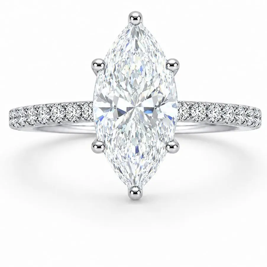RGH211(SIZE-7)3ct solid Sterling Silver Marquise shape Moissanite Diamond Rings FO WOMEN