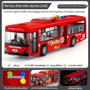 High Quality Simulation Bus Large Size Drop-resistant Light Music Inertia Bus Model Pull Back Car Educational Toys Gifts