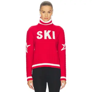 Perfect Moment Glacier Turtle Neck Sweater in Red