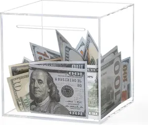 Clear Acrylic Piggy Bank for Adults Kids, Clear Money Saving Box Must Break to Open, Unopenable Piggy Bank for Cash Coins - 4.72"