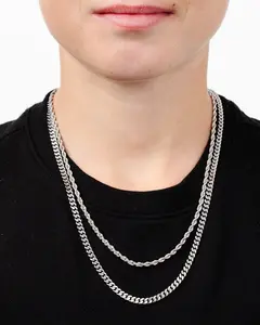 Cuban & Rope Chain, Silver