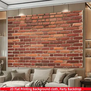 Red Brick Wall Background Banner - Realistic Brick Texture Party Decoration, Polyester Fabric Suitable for Wedding, Birthday, Anniversary, and Home Decoration, Indoor and Outdoor Decoration, Front Gallery, Courtyard, Garage, and Home Decoration