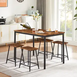 VECELO 5 Piece Dining Table Set for 4 Space-Saving Kitchen Table with 4 Bar Stools, Counter Height Dinette Table Set for Small Spaces dining  table
