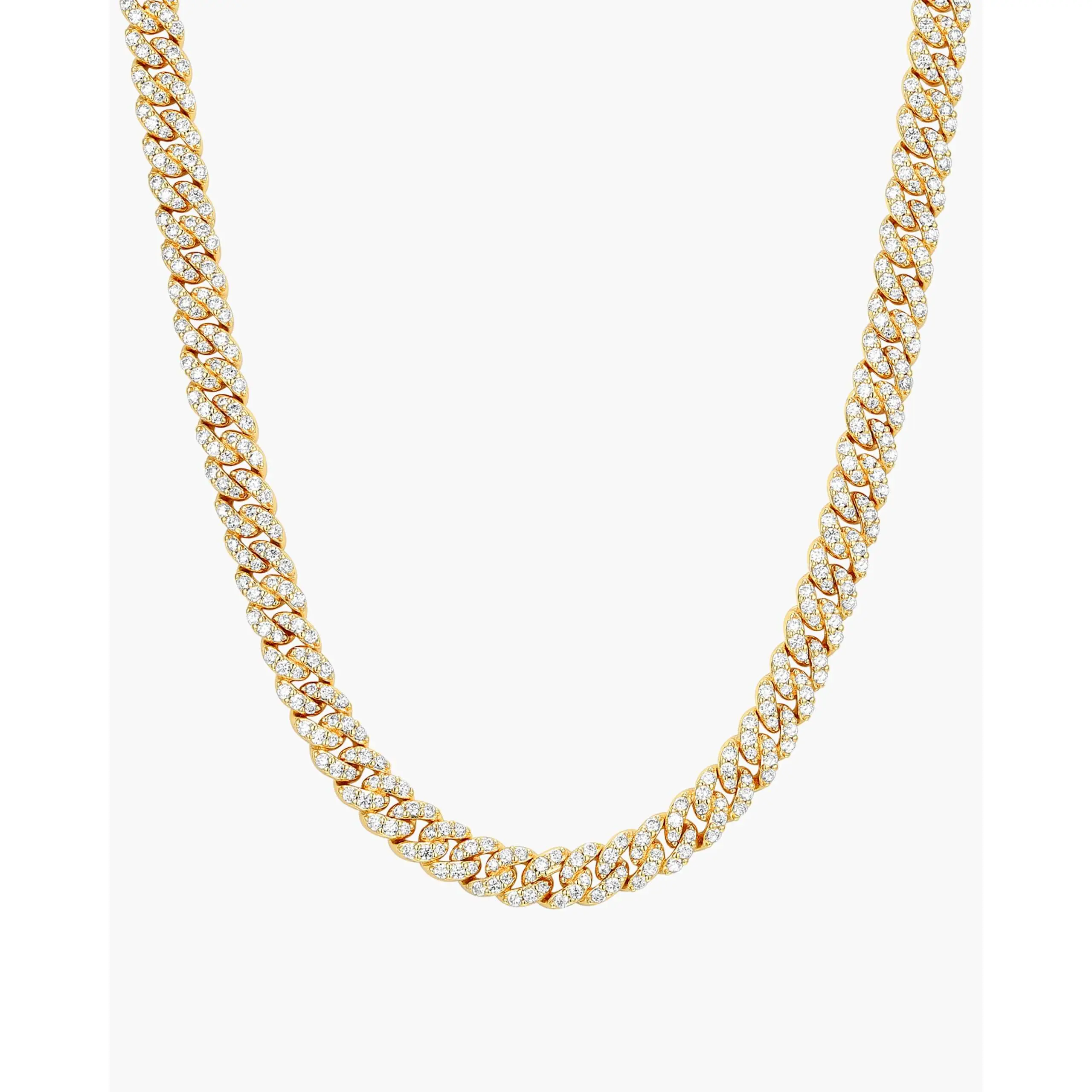 JAXXON Women's Iced Out Cuban Link Chain 5mm - Gold - Box Clasp