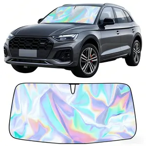 Iridescent Foldable Car Windshield Sunshade – Holographic Coating with UV Protection, Keeps Vehicle Cool, Universal Fit for Cars, SUVs, Trucks
