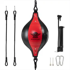 Double End Bag, Boxing Speed Bag with Adjustable Elastic Cords, PU Leather Punching Bag for Adults Kids Fitness Training Reflex bag Boxing reflex ball