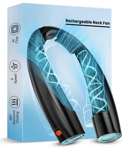 Elrerue Portable Neck Fan, 6 Speeds Rechargeable Personal Fan with AI Chips, Hands-Free 360° Faster Cooling Wearable Fan, Ultra Quiet for Home, Office, Travel, Indoor, Outdoor - Black