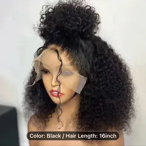 RP168982 Elegant Afro Curly Synthetic Lace Front Wig for Women - 16inch - Heat Resistant - Short Hair - Black - Versatile