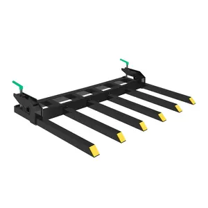 Clamp on Debris Forks to 60" Bucket, 4000 Lbs Capacity Heavy Duty Clamp on Pallet Forks Attachment for Skid Steer Tractor Loader, Lift Logs Lumber Hay Construction Materials