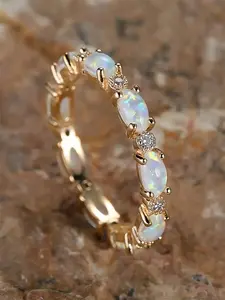 1 PC Glamorous Cubic Zirconia & Faux Opal Ring For Women For Wedding Engagement Anniversary Party Jewelry Valentine's Day Gift