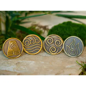 Elemental Set — Water, Earth, Air, Fire Bronze Antique Pin Collectible Set