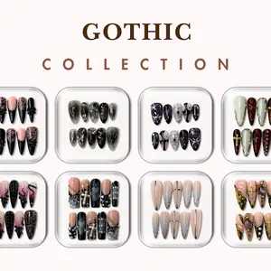 NailPhoria GOTHIC Collection - Handmade Press-On Nails | Reusable, Salon-Quality, Long-Lasting, Glossy Design
