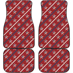 American Flag Design Car Floor Mats - Patriotic Star Print - Front & Back - USA Theme Auto Accessories - Vehicle Interior Protection - Mats for Cars, Trucks - Gift for Patriotic Drivers ﻿