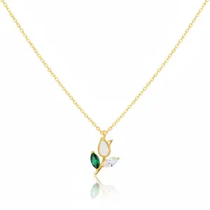 18K Gold Plated Tulip Flower Pendant Necklace