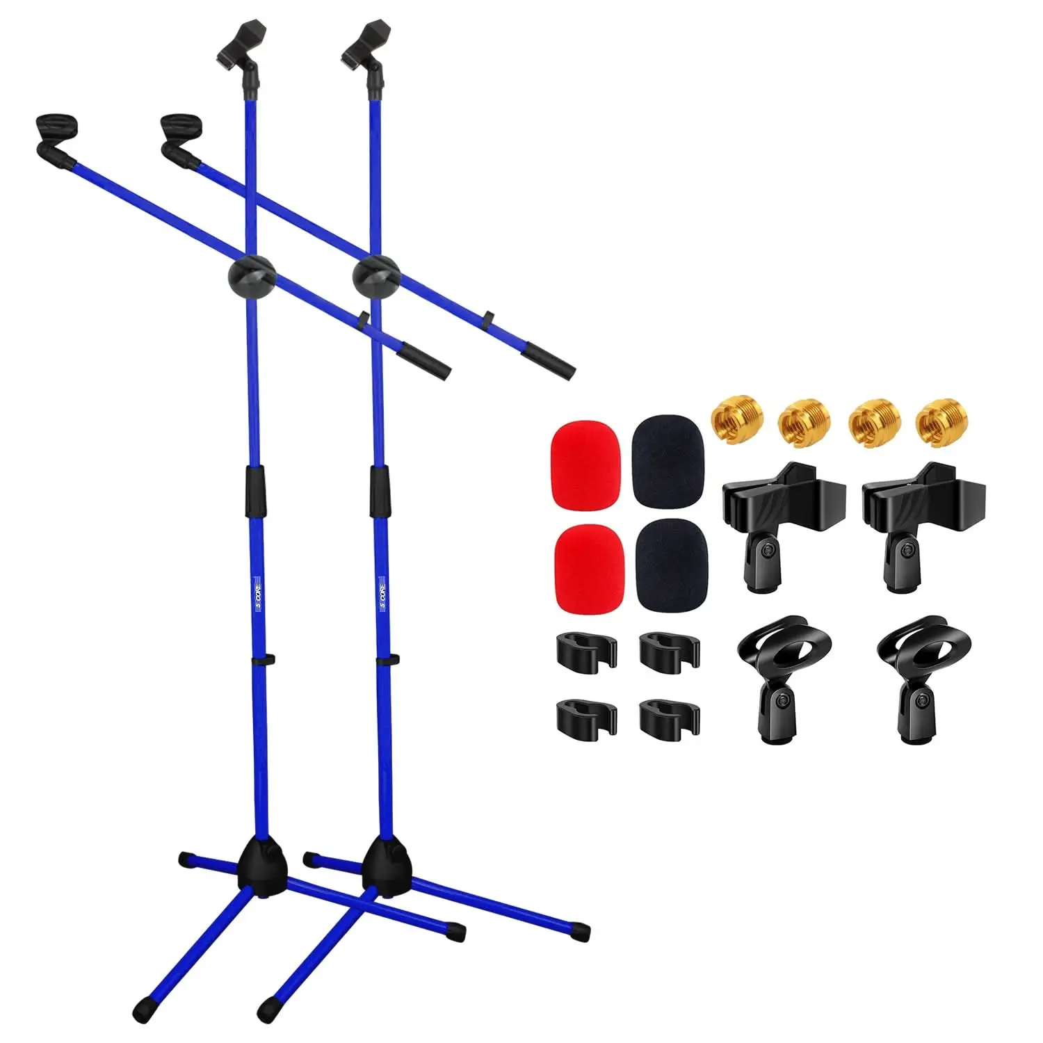 5 Core Mic Stand 2 Pcs Floor Height Adjustable Tripod Microphone Stands w Extending Telescoping Boom Arm