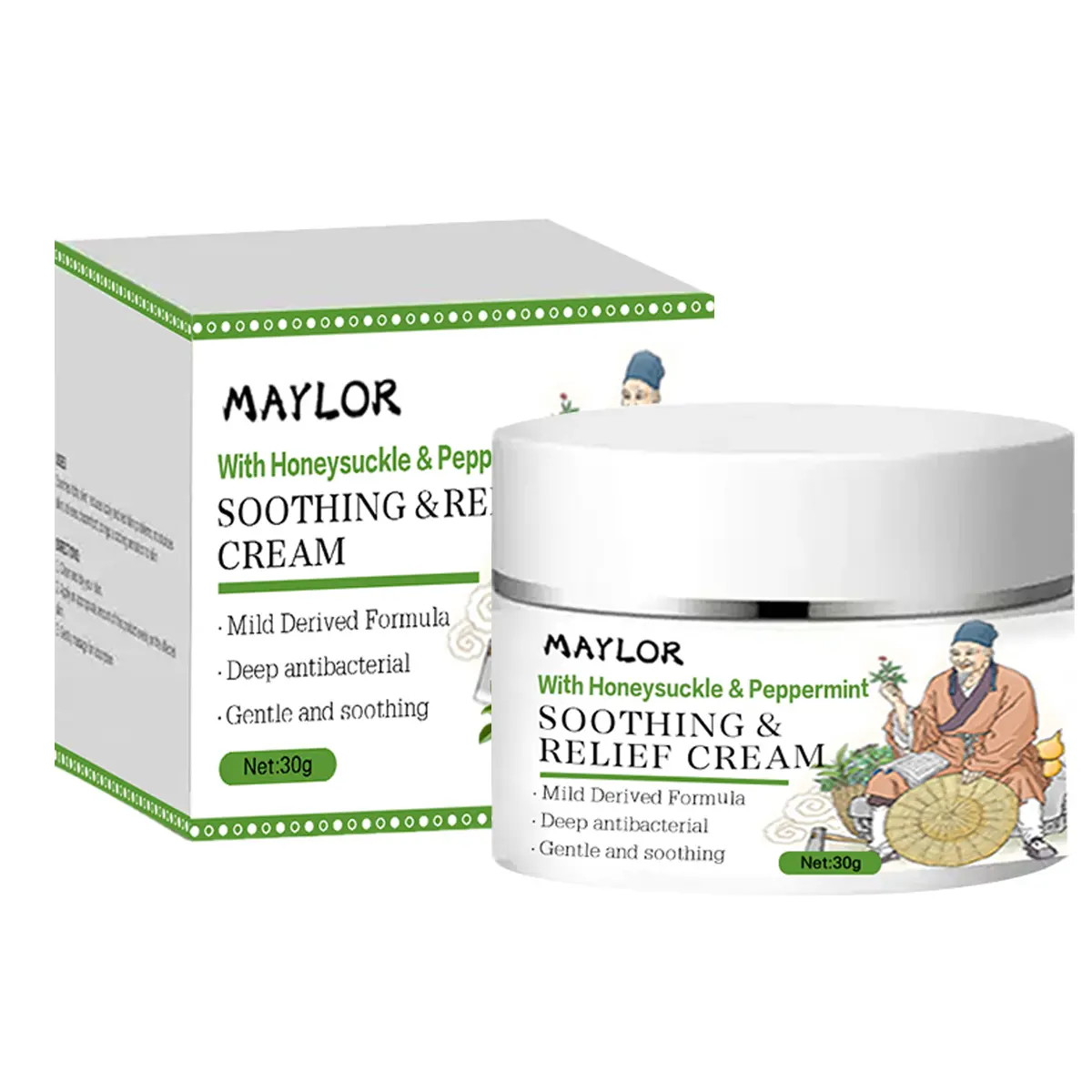 Soothing Relief Cream, Gentle and Soothing Herbal Moisturizer with Botanical Honeysuckle & Peppermint, Lightweight Formula for Sensitive Skin, 1oz