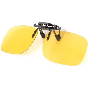 Clip on Polarized Night vision Glasses Flip up Sunglasses UV-400 to Wear Over prescription Glasses for night driving