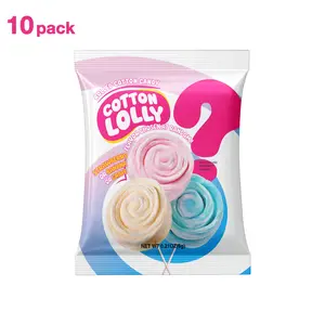Cotton Lolly Rolled Cotton Candy Mystery Flavor Candy, Assorted with Strawberry, Banana, and Grape 10 bags