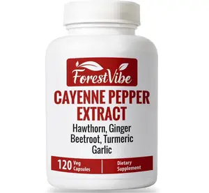 Cayenne Pepper Capsules, 7-in-1 Blend with Hawthorn, Ginger, Beetroot, Garlic & Turmeric, 120 Vegan Capsules, 2 Month Supply, Non-GMO and Gluten Free Capsaicin Pills