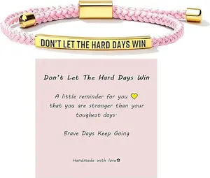 Dont Let The Hard Days Win Bracelet for Women Adjustable Handmade Braided Bracelet Stainless Steel Tube Engraved Inspirational Bracelet for Women Men Inspirational Jewelry Gifts Handmade inspire Bracelet