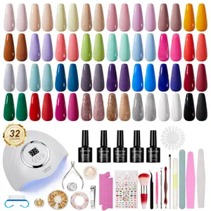 SUBOYER 32 Colors Gel Nail Polish Set with UV LED Light Base Coat Matte Top Coat Peelable Manicure Tools for Beginners Christmas Nails Kit