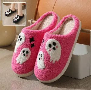 Halloween Cartoon Ghost Cotton Slippers For Women Indoor Non-slip Bedroom Floor Slipper Winter House Shoes soft comfortable