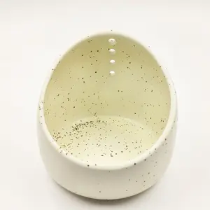 Herb Stripper Bowl Ceramic, Handmade Pottery Herb Stripper Tool for Dishwasher,Different Round Hole Sizes for Peeling off the Leafy