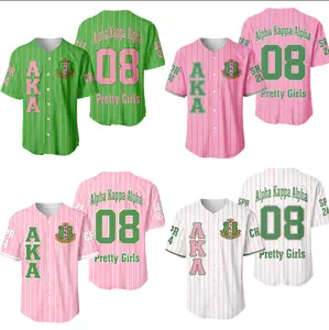 Striped Baseball Jersey Shirt, Greek Letter Style Sorority Jersey, Pretty Girls 08 Button Up Jersey