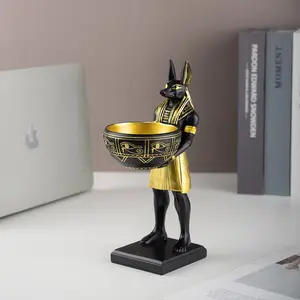 Egyptian Anubis Statue Decorative Tray, Resin Craftsmanship, Vintage Home and Garden Decoration, Unique Gift, Travel Souvenir