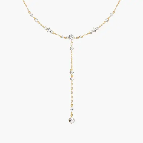 en route 18K Gold Plated Adriana Necklace in Gold, Sparkling Lariat-inspired Jewelry for Daily Wear, Versatile Piece Essential Designed for Layered Styling & Modern Outfits