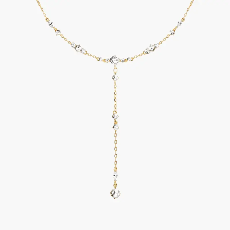 en route 18K Gold Plated Adriana Necklace in Gold, Sparkling Lariat-inspired Jewelry for Daily Wear, Versatile Piece Essential Designed for Layered Styling & Modern Outfits
