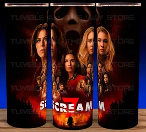 Scream 7 Ghostface Horror Movie Cup Mug Tumbler Cup 20oz Stainless Steel, Insulated, Durable, Reusable,  Perfect for Scary Movie Fans.