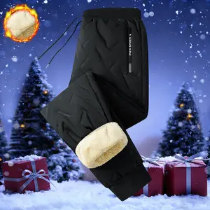 Men's Heavy Duty Cotton Winter Straight Pants - Casual Elastic Waisted, Mid-Waist Fitted Cut, Drawstring, Black, Cold Weather Resistant, Side Pockets, Soft Cozy Fabric, Suitable for Office & Daily Wear