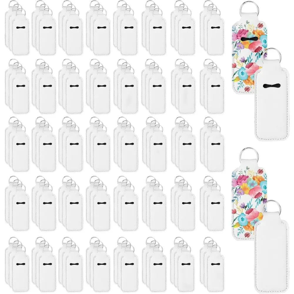 120 Pcs Sublimation Lipstick Holder Keychain with Key Ring Heat Transfer Blank Travel Keychain Small Items Organizer for Women Travel Supplies