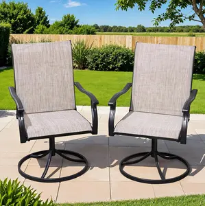 Outdoor Swivel Dining Chairs Set of 2, Textilene Patio Swivel Chair All Weather Outdoor Dining Chairs 360 Degree Rotating Metal Patio Rocking Chair for Lawn, Porch, Garden, Backyard, Poolside