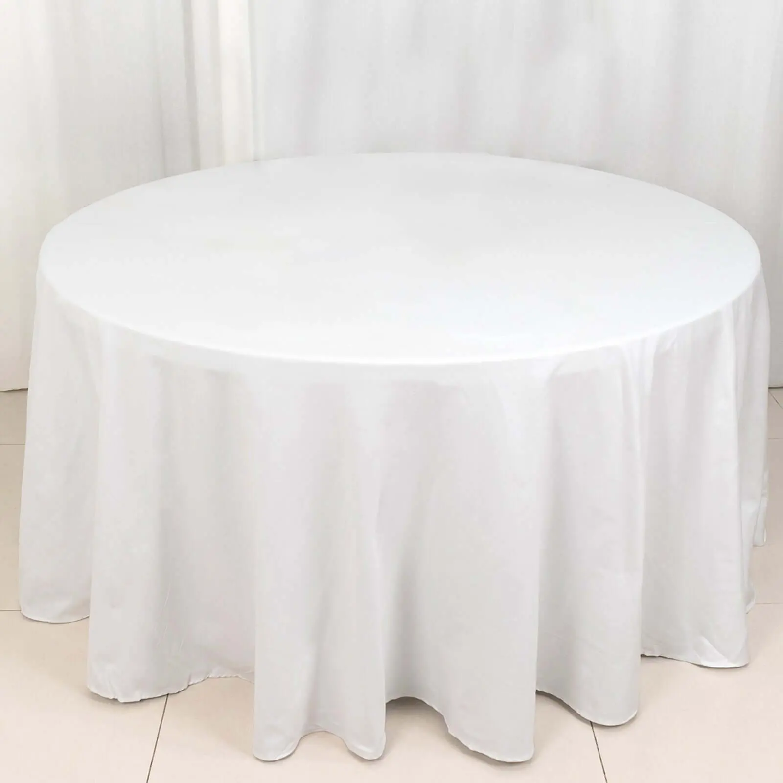 100% Cotton 120" White Round Tablecloth - Soft, Breathable, Seamless Washable Linen Table Cover for Wedding, Outdoor Furniture Tablescapes