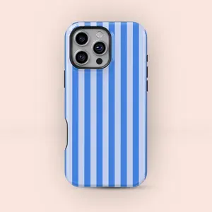 Blue Striped Aesthetic Phone Case, Simple Preppy Style Phone Case, Pastel Striped Phone Case, Pastel Aesthetic Case, Gift for Him/ Her, Men/ Women, Birthday - iP Xr, 11, 12, 13, 14, 15, 16, 17, S21, 22, 23, 24, 25 - Tough case, MagSafe, Phone case