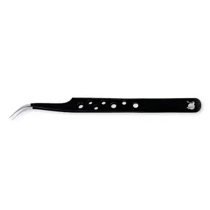 LASHBOMB J Curve Lash Tweezer - Luxury Black Collection, Black Metal Tweezer for Lash Application