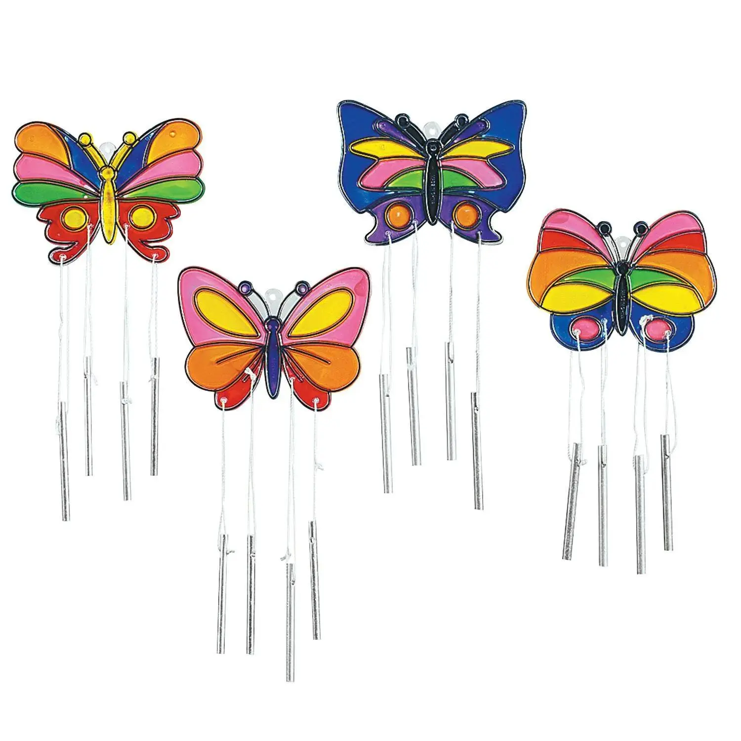 Plastic & Metal Butterfly Suncatcher Wind Chimes - 7 in, 12 Pc, DIY Beading & Jewelry Making Craft Supply for Toys & Hobbies Enthusiasts
