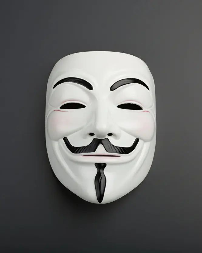 V for Vendetta Guy Fawkes Full-Face 3D Printed Mask - Premium White Durable PETG Plastic, Lightweight Shell, Strap, Adult Size, Halloween Party Cosplay Props, Wearable Collectibles, Festive Accessories