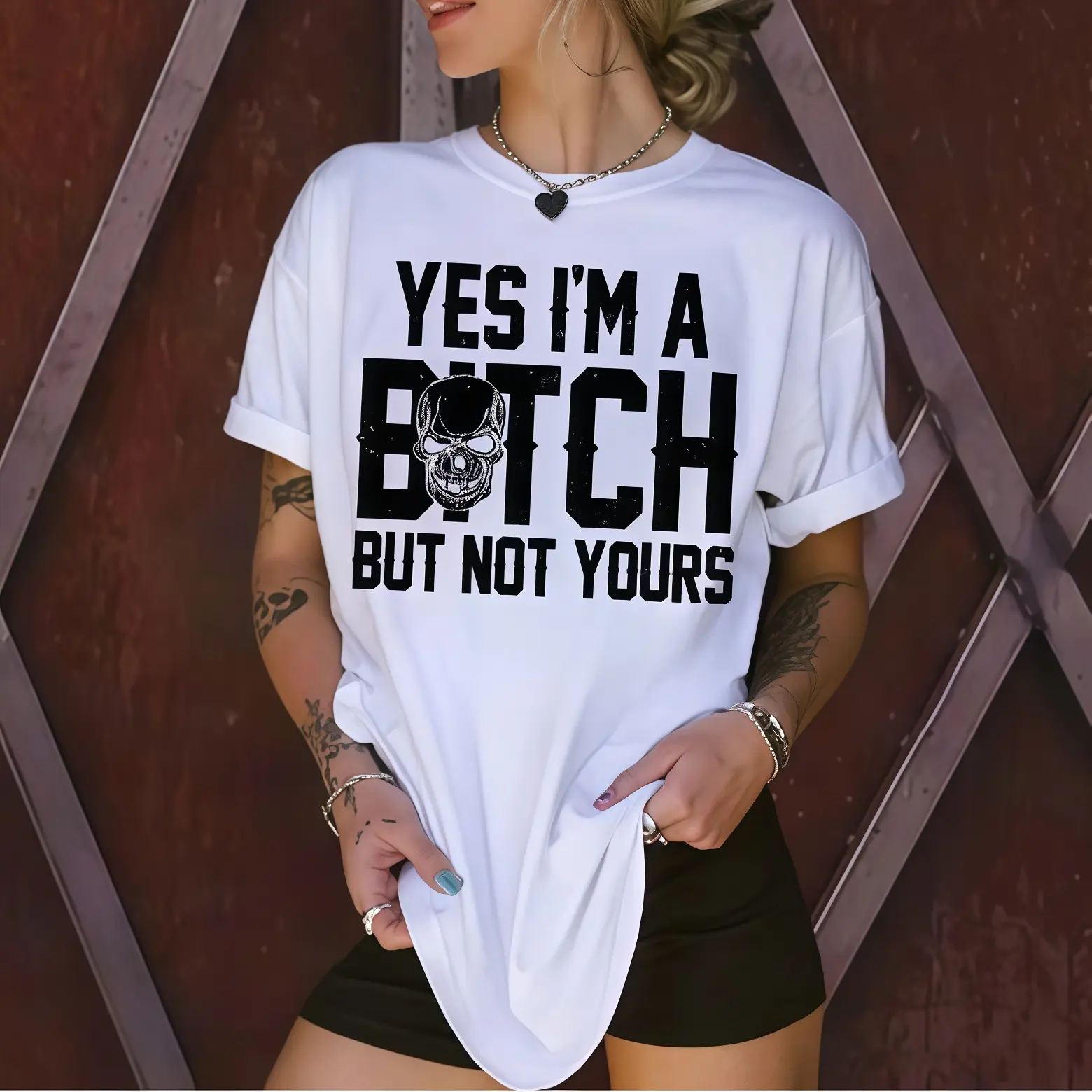 Casual Feminist T-Shirt, Unisex Graphic Top with "Yes I'm a B*tch But Not Yours" Print, Comfy Fit, Soft Hoodie Option for Womens Gifts, Tshirt